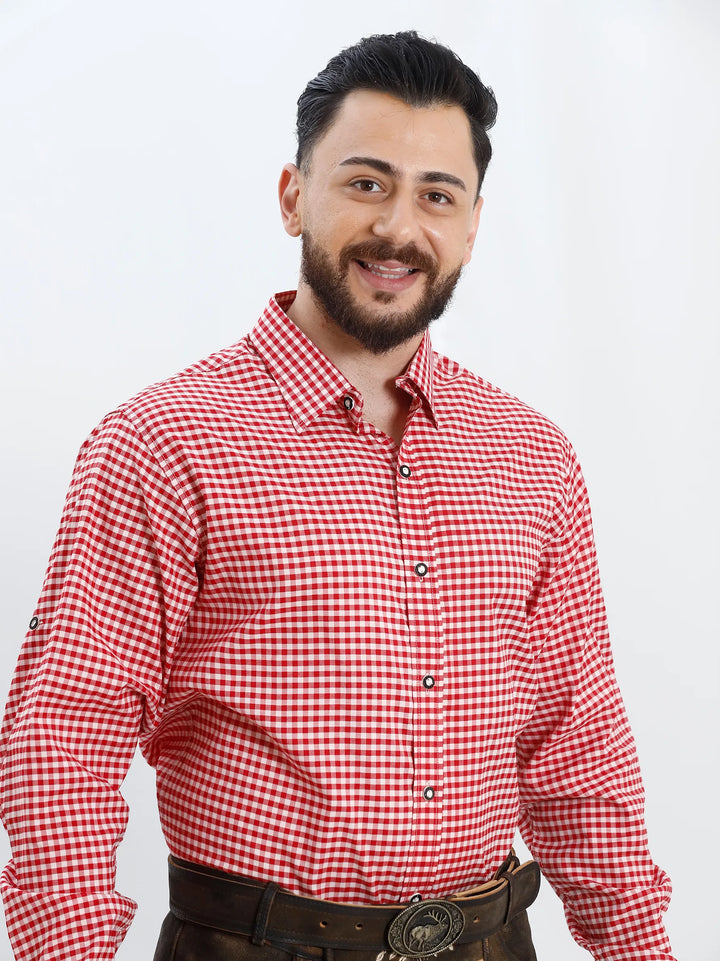 Trachten Shirt Checkered Red