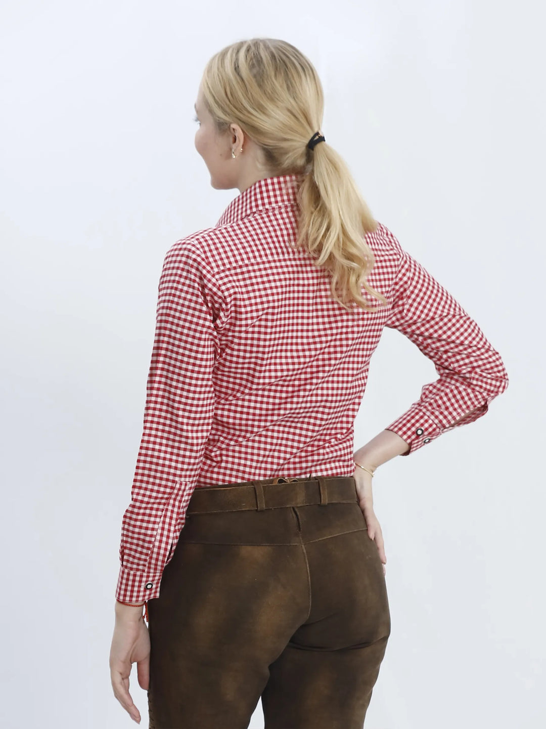 Trachten Red Checkered Shirt for Women Lederhosen