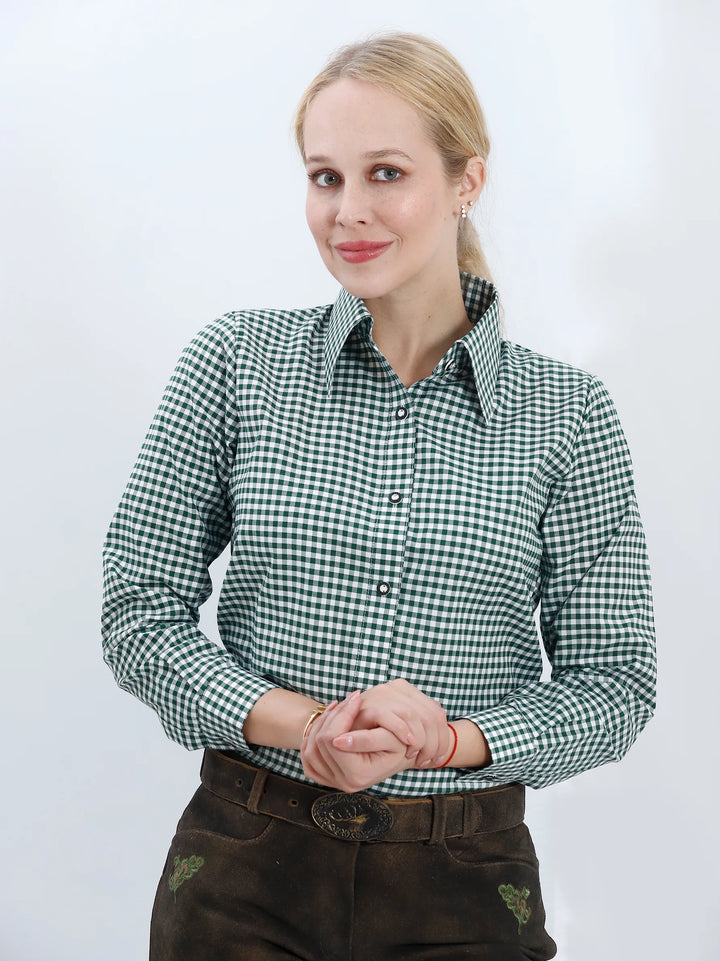 Trachten Green Checkered Shirt for Women Lederhosen