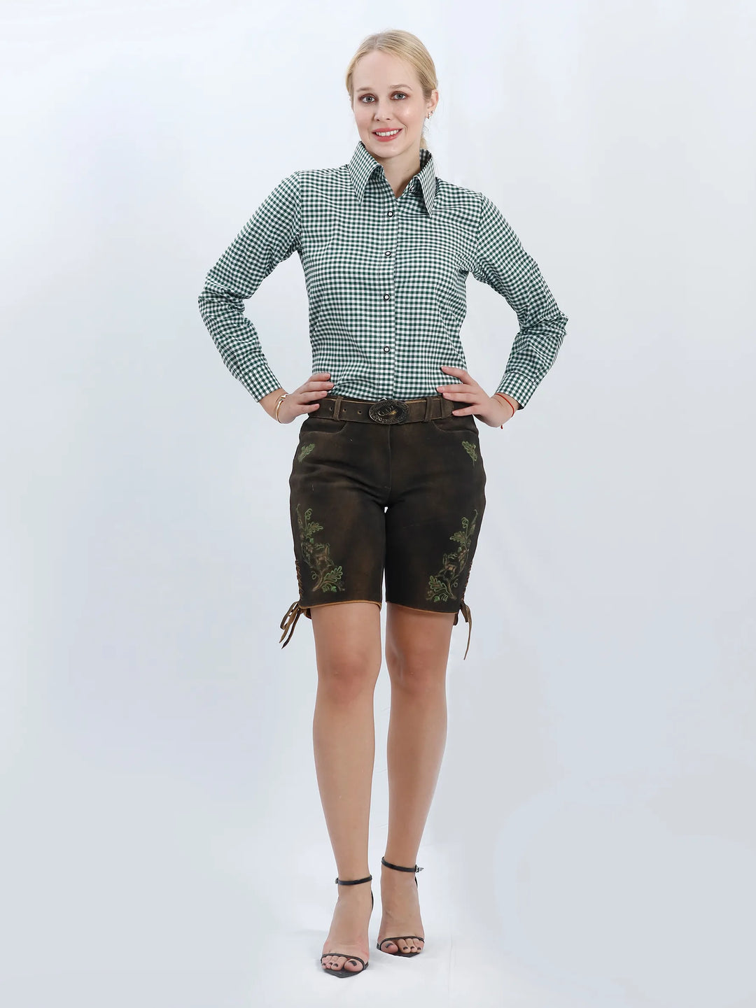 Trachten Green Checkered Shirt for Women Lederhosen