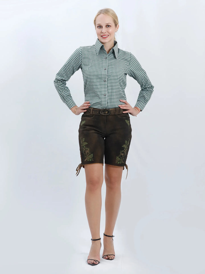 Trachten Green Checkered Shirt for Women Lederhosen