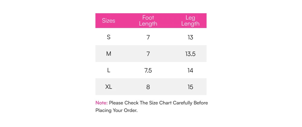 Size chart – inches
